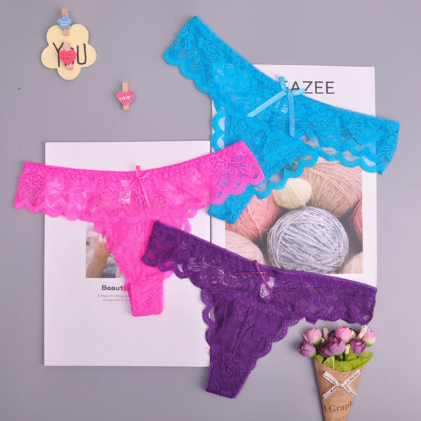 Adjusted  Cozy Lace Briefs G Thongs Underwear Lingerie For Women - Image 4